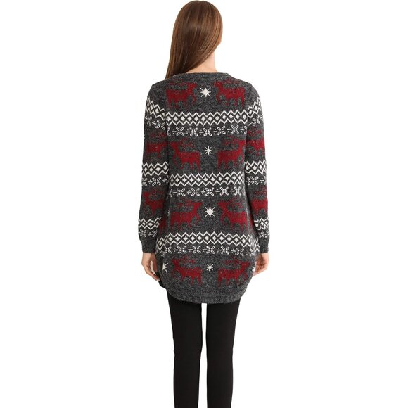 Women's Christmas Reindeer Snowflake Midi Sweater Pullover X-Large - Picture 7 of 7
